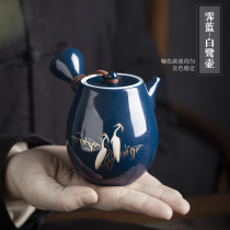 Side handle Ceramic teapot Egret glaze household filter single pot Kung Fu tea with tea maker Handmade tea pot Large size