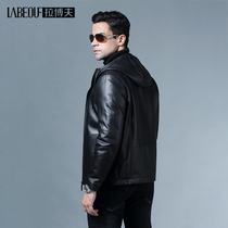 Labov Real Cotton Sheepskin Leather Clothing Mens Hat Leather Jacket Man Style Mid Youth Locomotive Big Code Leather Jacket