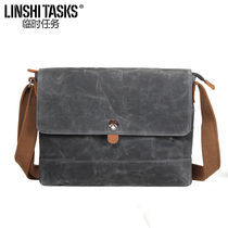 Original design retro old oil wax canvas mens bag shoulder Messenger bag trendy casual simple fashion street ins