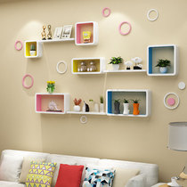 Wall shelf living room TV background wall cabinet decoration partition bedroom wall Wall Wall shelf creative Plaid