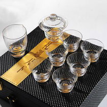 Gold foil tea set gold tea cup set set cover Bowl home gold crystal glass kung fu tea set gift
