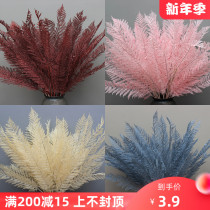 Wedding simulation flower 5 Fork Pine leaves big Persian champagne smog blue and red decorative flower wedding hall flower arrangement flower row
