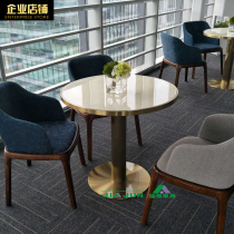 Sales office coffee negotiation table round a few stainless steel marble table small apartment dining table Hall reception desk 5381