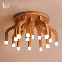 Jingquan Nordic Art round decorative lamps simple modern living room dining room bedroom solid wood LED ceiling lamp