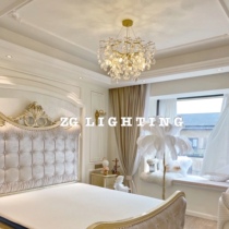 Full copper Meifa style light and luxurious crystal chandelier rear modern minimalist living-room lamp villa dining room bedroom lamp branch lamp