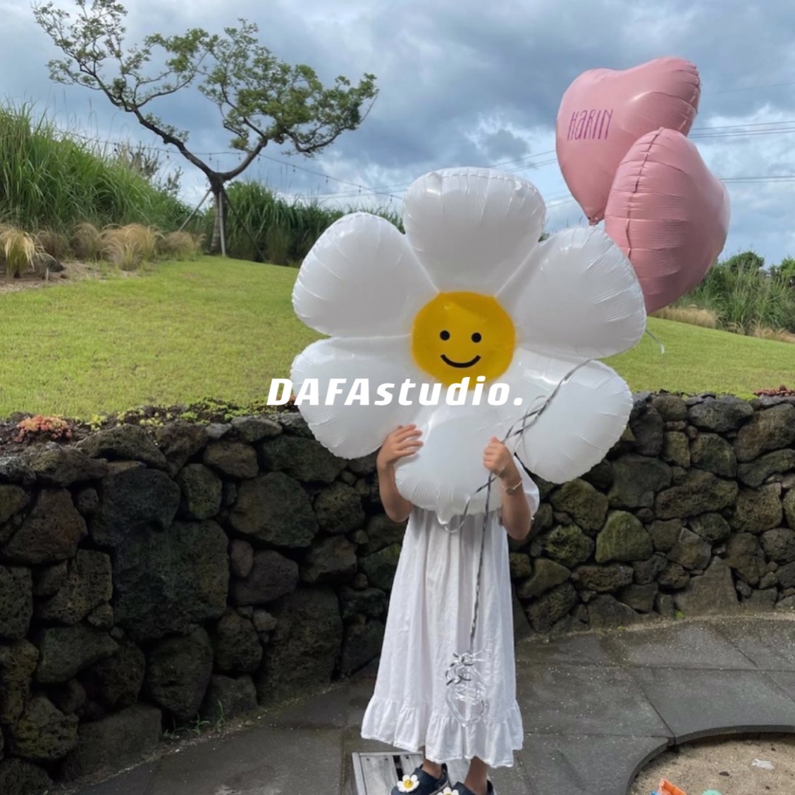 South Korea Ins small daisy floating aluminum film Balloon Sunflower Photo Props Baby Children's Birthday Party Decorations