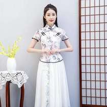 2022 New Spring Summer Daily Vintage Chinese Style Improved Girls Tang Clothes Han Clothing Two Piece Cheongsam Dress