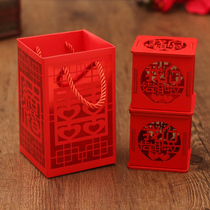 Wedding creative happy candy box Paper box Chinese wedding candy gift box Portable paper bag Small wedding return bag