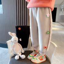 Girl plus trousers spring and autumn baby autumn and winter children wear casual pants and autumn pants