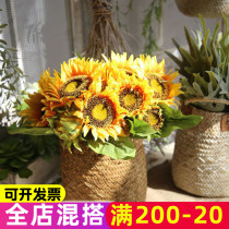 Simulation bouquet sunflower sunflower dance props indoor home living room dried flower decoration fake flower silk flower ornaments