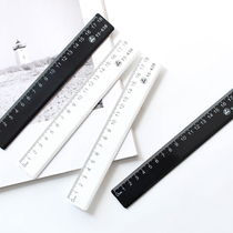  Nijia stationery minimalist unprinted ruler stationery ABS portable mini ruler 18cm black and white two colors