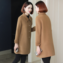 zqqz double-sided woolen coat womens long 2021 new high-end fashion slim wool woolen coat 1842