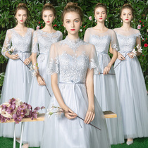Gray bridesmaid dress summer 2021 new Korean version of the bridesmaid group sister dress female thin and long annual party evening dress skirt