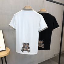 2021 handsome men bear embroidery polo shirt summer thin fashion lapel collar short sleeve T-shirt men Slim half sleeve