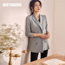 Rocoat warm and thickened wool suit jacket woman 2020 winter dress new commute temperament grey western suit 03420