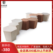 Nordic hexagonal rhomboid solid wood domestic side several wood mounds tree stumps wood mound bench log tea table wood pile stools
