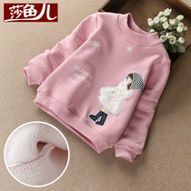 Girls clothes Korean version of foreign style autumn winter clothes 2021 new winter plus velvet padded children Base shirt Girl tops