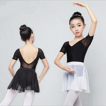 Summer Children Dance Suit Girls Practice Clothes Tennis Truffle Back Gymnastic Body Suit Black Body Dress Dance Suit