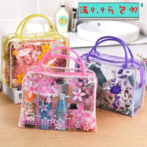 Korean version of transparent floral cosmetics wash storage bag new shower waterproof portable portable portable small object womens bag