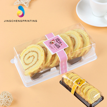 Six grain rectangular plastic transparent sushi green bean pastry cake roll packing box strip Little West Point Swiss roll box
