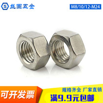 304 Standard pitch DIN934 stainless steel fine tooth nut Hex nut Fine tooth nut bolt screw GB52