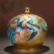 Dragon Phoenix presents Xiangzhen Gold Seal tea leaf jar Xiao Jianhui Original hand-painted storage tea jar Chinese decorative home swinging piece