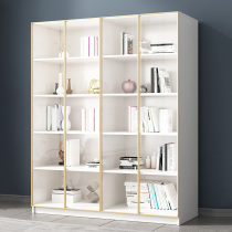 Solid wood bookcase glass door floor-to-ceiling living room storage shelf custom study light and luxury bookshelf