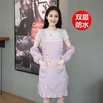 Double waterproof Korean fashion apron kitchen cotton home cooking Lady waist Princess waistcoat