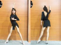 Amanda Dance Suit Proud A29 Adult Ladies National Label Latin Dancing Big Slut Back Front Open Slit 70% Sleeves Dress