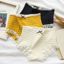 White high-waisted underwear female cotton girl Japanese junior high school student high school girl teenager girl triangle pants