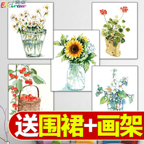 Small fresh diy digital oil painting adult simple coloring filling Hand-painted oil painting digital decorative hanging painting