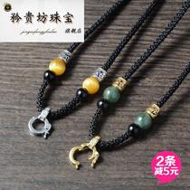 High-grade jade pendant lanyard Buddha brand chain Thangka necklace rope Beeswax jade gold mens and womens rope sweater chain