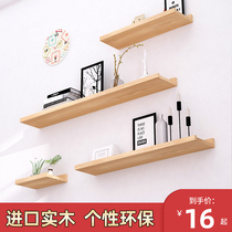 Wall shelf Solid wood word board hole-free living room background wall hanging TV wall Nordic partition decoration