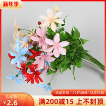 Simulation flower clematis wedding decoration floral wedding arrangement fake flower wedding single branch bouquet home decoration