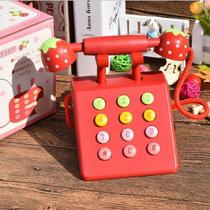 Baby simulation telephone phone mobile phone house boy and girl wooden electrical childrens toys 3-5 birthday gifts