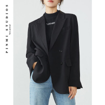 Black blazer women Spring 2021 new professional commuter split suit suit women top design sense niche