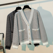 Xiao Xiangfeng knitted cardigan coat womens color pocket shawl spring and autumn black outside with foreign style loose sweater