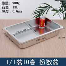 Stainless steel basin rectangular serving pot with lid square basin score plate fast food truck box dining pot milk tea shop jam box