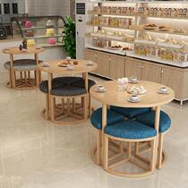 Suit large round table balcony table and chairs combined small American ktv leisure chair bar table 4 people wood table and chairs tea road guest house