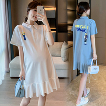 Pregnant woman Liondress Summer Fashion Middle-length T-shirt Skirt Summer Pregnant Woman Skirts Ocean Gas Nets Red Gestation Women Dress Summer Clothes