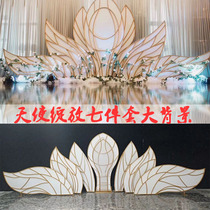 New wedding Angel blooming stage background decoration ornaments wedding angel wings wrought iron background shelf props