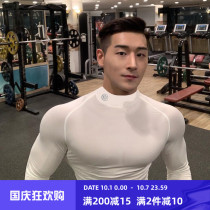 Muscle captain tights men long sleeve fitness T-shirt sports Brothers high collar basketball running training quick dry clothes
