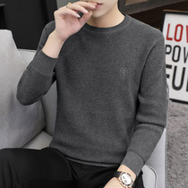 Tide brand mens round neck sweater Spring and Autumn new trend joker personality letter embroidery long sleeve knitted base shirt