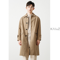 Light corvet long windwear coat men autumn winter Korean version of the trend of casual men winter dress medium long coat