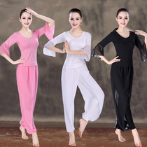 2020 Yoga clothing gauze sleeve fairy air suit female fitness dance performance clothing spring and summer pregnant mother belly dance practice clothes