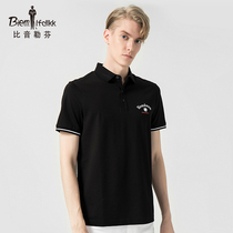 (Stretch cotton)Biyin Lefen mens POLO shirt spring and summer fashion short-sleeved letter slim casual