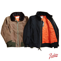 American Dehen bomber jacket black wool orange satin lining threaded cuffs