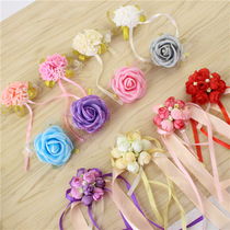 Wedding Wrist Flower Brides Sisters Bride Sisters Korean High-end Decorative hipster Mori Cloth Fabric Hand Flower