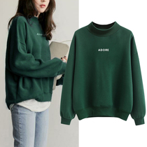 Hong Kong Collar Sweatshirt Women 2021 Spring and Autumn Clothes Korean Semi-high Collar Pullover Thin Loose Loose Tide