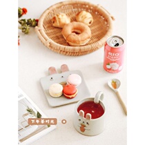 New product Rabbit coarse ceramic mug Ceramic water cup Coffee cup dish set Creative milk cup gift